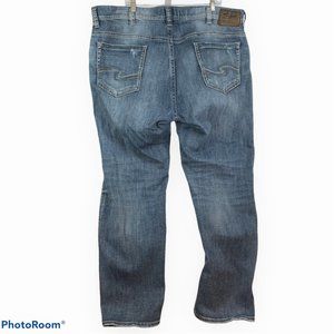 SILVER GRAYSON Mens 46x32 Straight Leg Distressed